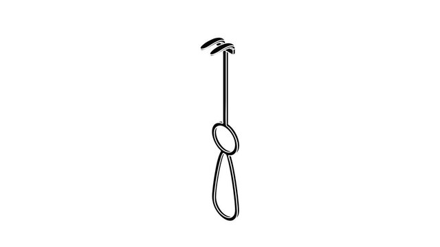 Surgery hook icon animation isometric black object on white background