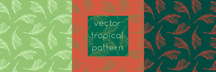 Bright tropical pattern with palm leaf ornament. Vector palm leaves seamless pattern design. Floral graphics for tropical spa, beauty studio banner, botanical background, vivid exotic leaf pattern.