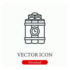 Grenade vector icon.  Editable stroke. Linear style sign for use on web design and mobile apps, logo. Symbol illustration. Pixel vector graphics - Vector