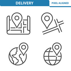 Delivery, Transport, Map, GPS Icons