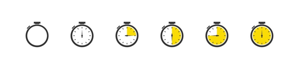 Set of kitchen timer icon. Timer and stopwatch. Vector isolated