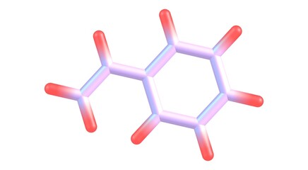 Styrene molecular structure isolated on white