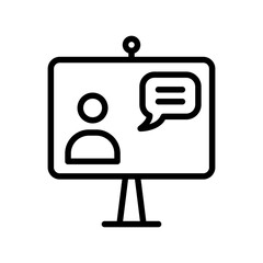 Video Call flat line icon. Vector outline illustration of Online meeting icons, work form home, social distancing, video conference. Black color thin linear sign for store, can be used in logo,  web