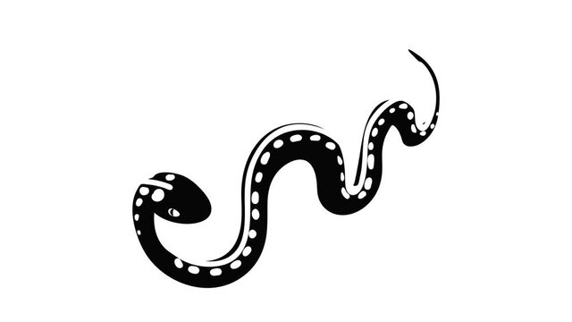 Desert snake icon animation isometric black object on white background