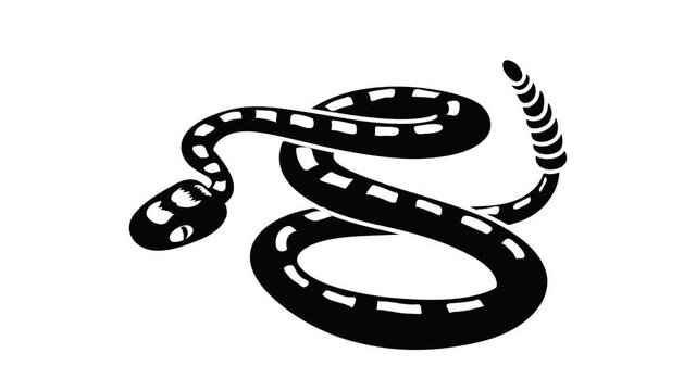 Rattlesnake icon animation isometric black object on white background