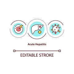 Acute hepatitis concept icon. Chronic infection idea thin line illustration. Severe inflammation. Fatal liver failure. Flu-like symptoms. Vector isolated outline RGB color drawing. Editable stroke