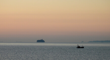 boat at sunset