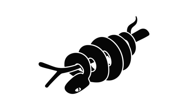 Ratsnake icon animation isometric black object on white background