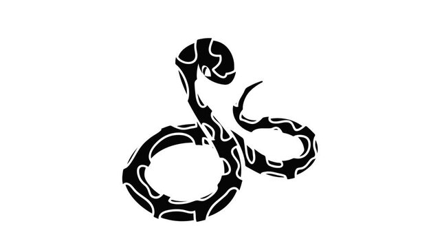 Boa snake icon animation isometric black object on white background