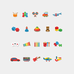 set of color toys icons
