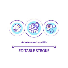 Autoimmune hepatitis concept icon. Body immune system failure idea thin line illustration. Lifelong liver condition. Lupoid hepatitis. Vector isolated outline RGB color drawing. Editable stroke