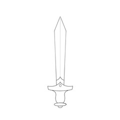 Sword outline. Knightly sword illustration. White background. Hero knifeoutline. Knightly sword illustration. White background. Hero knife