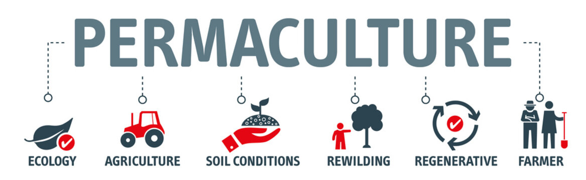 Permaculture concept - vector illustration with icons