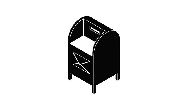 Street postbox icon animation isometric black object on white background