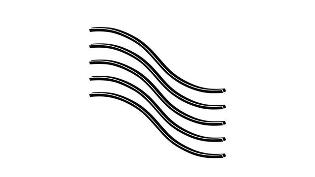 Postal lines icon animation isometric black object on white background