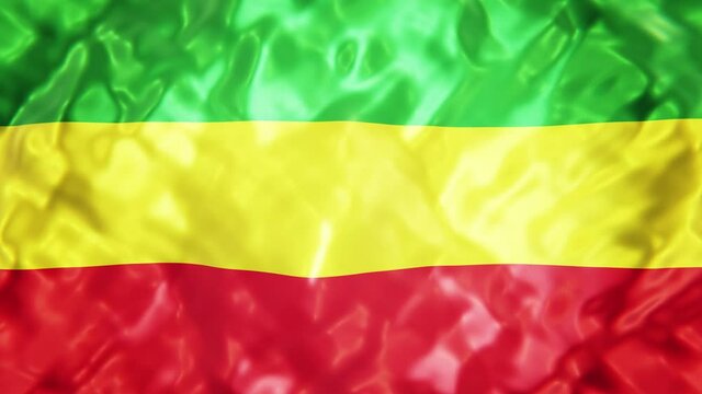 Realistic looping slow motion 3D animation of the Rastafarian flag rendered in UHD