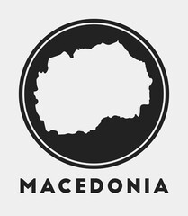 Macedonia icon. Round logo with country map and title. Stylish Macedonia badge with map. Vector illustration.