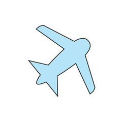 Airplane icon. Blue plane. Airlines. Vector graphics