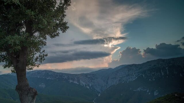 Loopable sunset timelpase of a valley in sardinia