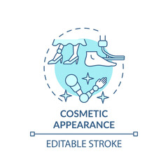 Cosmetic appearance concept icon. Lower-limb prostheses idea thin line illustration. Adding realistic features, natural skin tones. Vector isolated outline RGB color drawing. Editable stroke