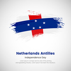 Obraz na płótnie Canvas National day of Netherlands Antilles. Abstract creative painted grunge brush flag background.