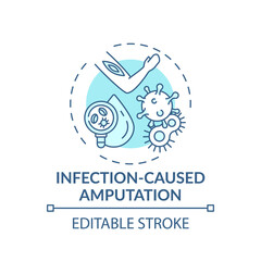 Infection-caused amputation concept icon. Amputation cause idea thin line illustration. Dead tissue and serious issues. Infection in bones. Vector isolated outline RGB color drawing. Editable stroke