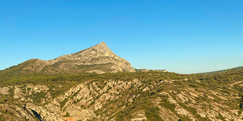 Panorama of the Montagne Sainte-Victoire near Aix en Provence, France