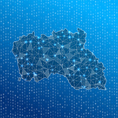 Network map of Santa Maria Island. Island digital connections map. Technology, internet, network, telecommunication concept. Vector illustration.