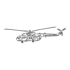 helicopter illustration sketch. helicopter vector sketch on white background