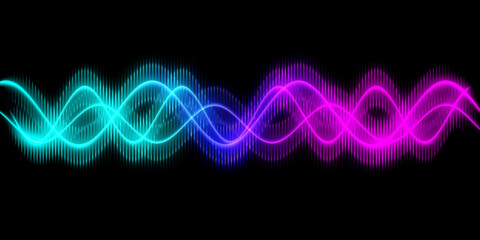 Sound wave line multicolor music abstract background. Neon light curved with colorful graphic design.