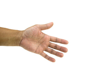 Male left hand isolated on white background
