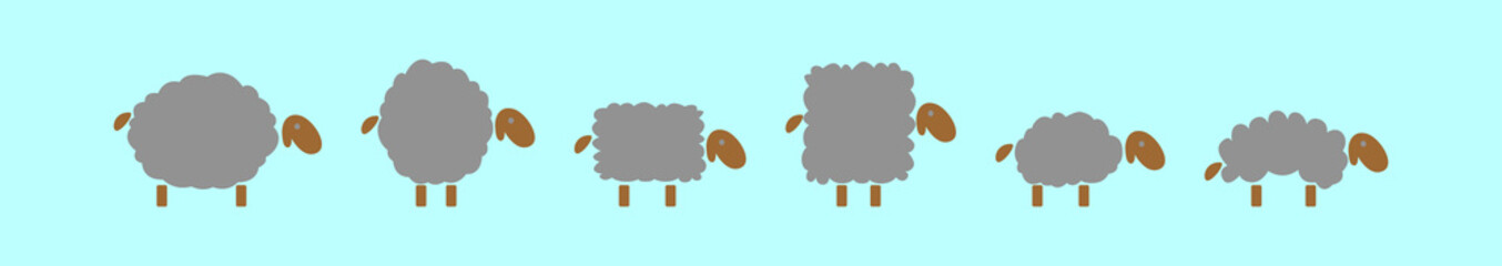 set of sheep cartoon icon design template with various models. vector illustration isolated on blue background