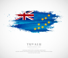 Abstract watercolor brush stroke flag for independence day of Tuvalu