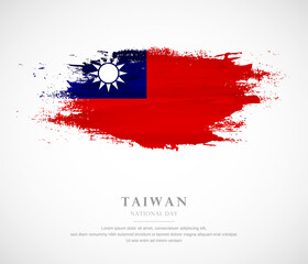 Abstract watercolor brush stroke flag for national day of Taiwan