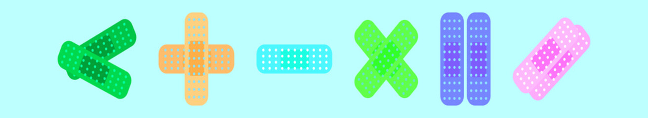 Fototapeta premium set of bandaids cartoon icon design template with various models. vector illustration isolated on blue background
