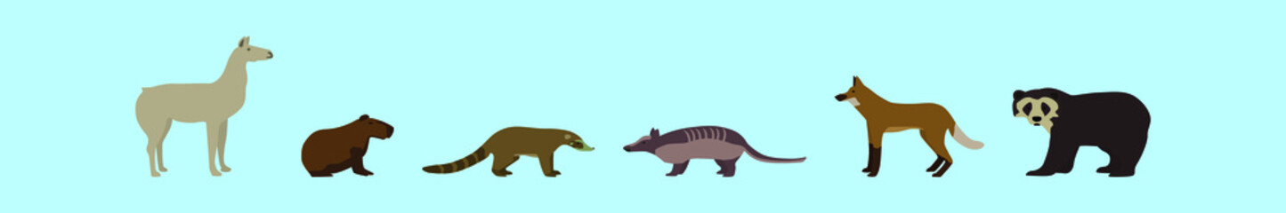 set of wildlife cartoon icon design template with various models. vector illustration isolated on blue background