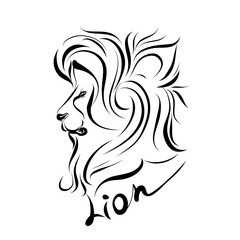 Monochrome Illustration of Lion Head. For Coloring Book. Wild Lion Head Graphic Illustration. Design element