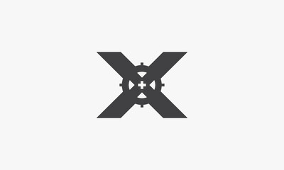 shot target letter X logo concept isolated on white background.