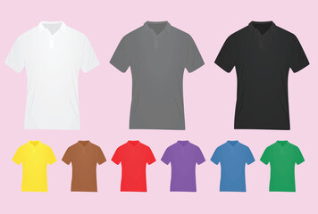 Set of colorful polo t shirts. vector