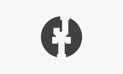 Obraz premium circle JT or TJ logo concept isolated on white background.