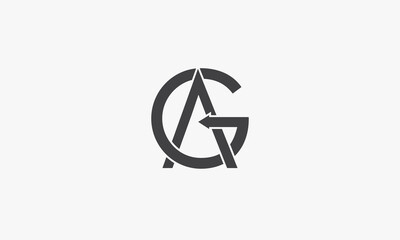 AG or GA with arrow logo concept isolated on white background.