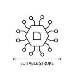 Computer components linear icon. Electrical parts for building modern smart devices. Thin line customizable illustration. Contour symbol. Vector isolated outline drawing. Editable stroke