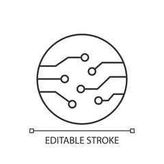 Circuit board connectors linear icon. Electronic connections to make connections. Thin line customizable illustration. Contour symbol. Vector isolated outline drawing. Editable stroke