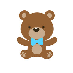 Vector pink teddy bear brown teddy bear Isolated on white background.