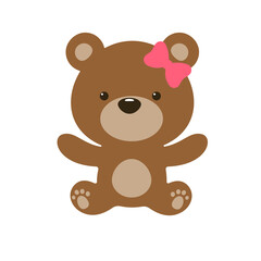 Vector pink teddy bear brown teddy bear Isolated on white background.