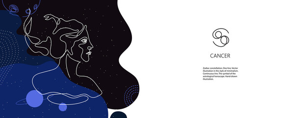 Zodiac background. Cancer constellation. The element of water.