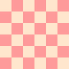Cute  seamless pattern with   minimalistic  pink  cell grid .  Simple and stylish trendy abstract fabric design. Check repeated texture.