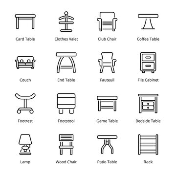 Furniture Outline Icons - Stroked, Vectors