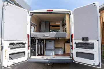interior view of a self-build camper van