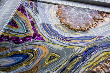 epoxy resin agate geode abstract art and original resin painting or functional art 